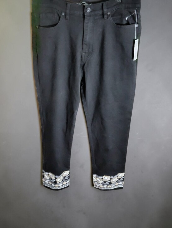 DG2 by Diane Gilman Denim - DG2 by Diane Gilman Black Embellished Hem Jeans Size 12